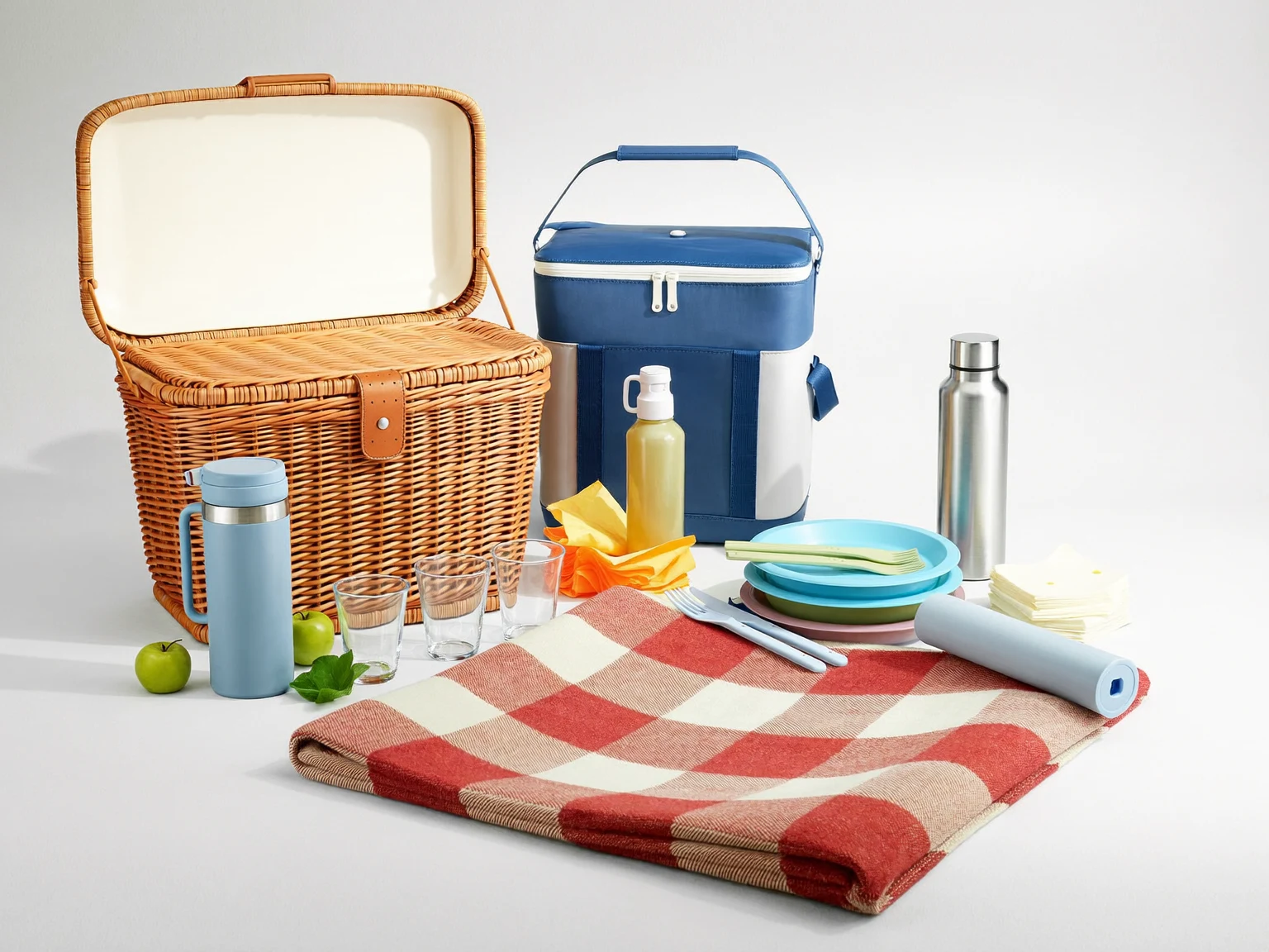 Illustration: Auswahl an Ausstattung für Ausflug und Picknick